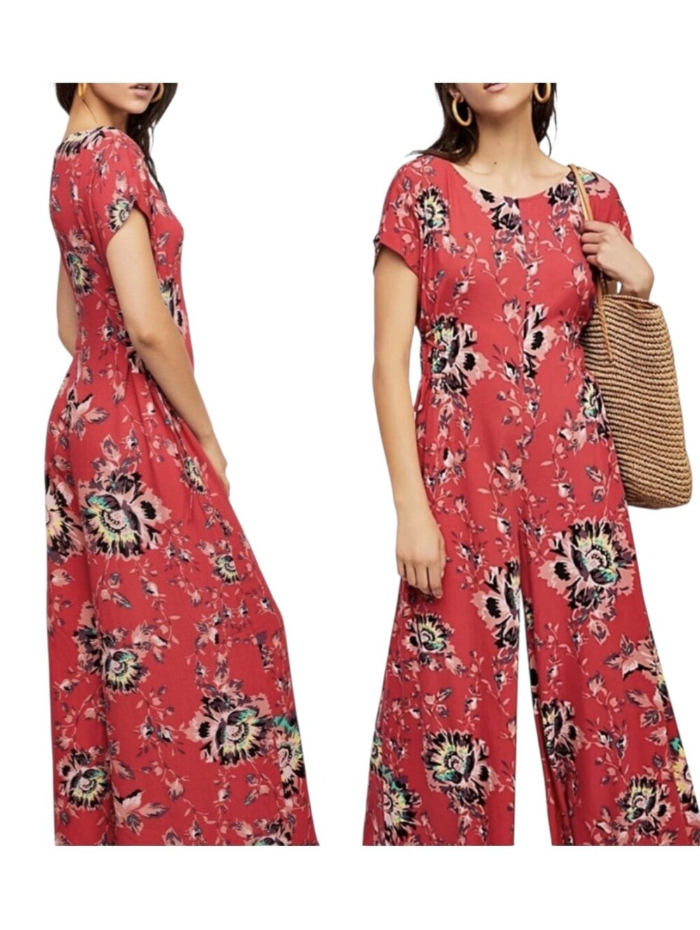 Free People Rona Floral Jumpsuit In S